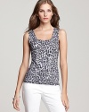 Elevate your top collection with this BASLER leopard print tank, perfect for punctuating chic monochromatic looks.