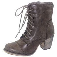 Modesta Tobe-04 Grey Leatherette Thick Wooden heel Booties, Size: 8.5 (M) US [Apparel]