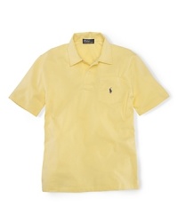 An adorable pocketed polo shirt is crafted from super-soft cotton jersey for a breathable, comfy fit. An adorable pocketed polo shirt is crafted from super-soft cotton jersey for a breathable, comfy fit.