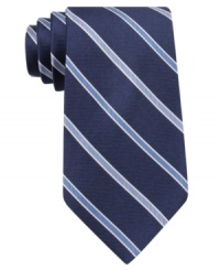 Scaled to size but every bit as good as the one dad wears: Striped silk tie from Nautica. Scaled to size but every bit as good as the one dad wears: Striped silk tie from Nautica.