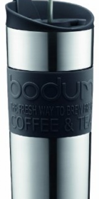 Bodum Double-Wall Stainless Steel Travel Coffee and Tea Press with Bonus Lid, 0.45L, 16oz, Black Bodum Double-Wall Stainless Steel Travel Coffee and Tea Press with Bonus Lid, 0.45L, 16oz, Black