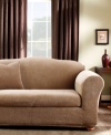Featuring subtle allover striping in versatile, solid tones, the Stretch Stripe sofa slipcover from Sure Fit instantly refreshes your furniture with style and comfort. Easy to care for, this slipcover can be tossed in the wash.