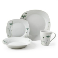 Gibson Lake Blossom 16-Piece Decorated Porcelian Square Dinnerware Set Gibson Lake Blossom 16-Piece Decorated Porcelian Square Dinnerware Set