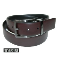 Kenneth Cole Reaction Mens Glove Grain Reversible Dress Belt With Gunmetal Buckle, Black/Dark Brown, 38 Kenneth Cole Reaction Mens Glove Grain Reversible Dress Belt With Gunmetal Buckle, Black/Dark Brown, 38