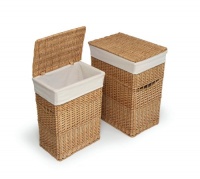 Badger Basket Two Hamper Set with Liners, Natural Badger Basket Two Hamper Set with Liners, Natural