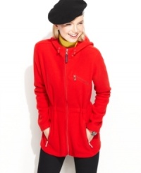 Cut the chill with this fleece jacket from Tommy Hilfiger, featuring a fashionable shape thanks to a gathered waist and plenty of zippered pockets for stowing essentials! Cut the chill with this fleece jacket from Tommy Hilfiger, featuring a fashionable shape thanks to a gathered waist and plenty of zippered pockets for stowing essentials!