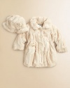 Cover your little one with this plush faux fur design, featuring matching hat for added warmth.Pointed collarButton closureDual seam pocketsFully linedPolyesterMachine washImported