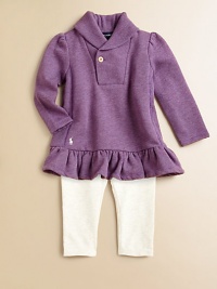 An essential soft cotton fleece set includes a shawl-collar fleece tunic and coordinating legging for a timeless heritage look and extra warmth.Ribbed shawl collarLong puffed sleevesSingle-button closureRibbed side panelsRuffled hemElastic waistbandCottonMachine washImported An essential soft cotton fleece set includes a shawl-collar fleece tunic and coordinating legging for a timeless heritage look and extra warmth.Ribbed shawl collarLong puffed sleevesSingle-button closureRibbed side panelsRuffled hemElastic waistbandCottonMachine washImported