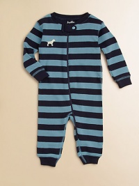 Bold rugby stripes are sweet and chic, in cozy cotton knit with an adorable puppy appliqué on the chest.Ribbed crewneckSnap tabFront and leg zipperLong sleeves with contrast ribbed cuffsChest appliquéCottonMachine washImported Bold rugby stripes are sweet and chic, in cozy cotton knit with an adorable puppy appliqué on the chest.Ribbed crewneckSnap tabFront and leg zipperLong sleeves with contrast ribbed cuffsChest appliquéCottonMachine washImported