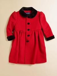 Sure to be a treasured heirloom, an exquisite princess coat is crafted from a luxuriously soft blend of wool and cashmere then finished with a velvet collar and cuffs.Rounded velvet collarLong puffed sleeves with velvet cuffsButton-frontGathered empire waist with back buttonFully linedWool/CashmereMachine washImported Sure to be a treasured heirloom, an exquisite princess coat is crafted from a luxuriously soft blend of wool and cashmere then finished with a velvet collar and cuffs.Rounded velvet collarLong puffed sleeves with velvet cuffsButton-frontGathered empire waist with back buttonFully linedWool/CashmereMachine washImported