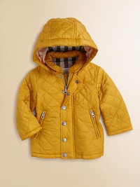 Keep him snug and looking dapper in this classic check-lined, quilted coat with removable hood and lots of pockets.Snap-off lined hoodStand collarLong sleevesSnap front and zip closureTwo zip-up slash pocketsAngled pockets with zip closureFully linedNylonMachine washImported Please note: Number of buttons/snaps may vary depending on size ordered. Keep him snug and looking dapper in this classic check-lined, quilted coat with removable hood and lots of pockets.Snap-off lined hoodStand collarLong sleevesSnap front and zip closureTwo zip-up slash pocketsAngled pockets with zip closureFully linedNylonMachine washImported Please note: Number of buttons/snaps may vary depending on size ordered.
