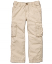 Give your little guy the space he needs to store all his essentials in these adventure-ready cargo pants from Osh Kosh. Give your little guy the space he needs to store all his essentials in these adventure-ready cargo pants from Osh Kosh.