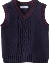 Kitestrings Baby-Boys Infant Cotton Cable Sweater Vest, Peacoat Navy, 12M