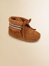 Adorned with traditional American braid detailing, fringe cut-out and front tie closure, these cozy little booties are boho chic for baby.Tie closureSuede upperRubber solePadded insoleImported Adorned with traditional American braid detailing, fringe cut-out and front tie closure, these cozy little booties are boho chic for baby.Tie closureSuede upperRubber solePadded insoleImported