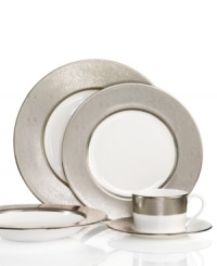 Draped in sumptuous metal, the Platinum Voile place setting evokes the luxurious woven fabrics in Donna Karan's ready-to-wear collection. A simple etched pattern contrasts its brilliant sheen for a look as chic as anything on the runway. Draped in sumptuous metal, the Platinum Voile place setting evokes the luxurious woven fabrics in Donna Karan's ready-to-wear collection. A simple etched pattern contrasts its brilliant sheen for a look as chic as anything on the runway.