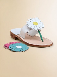 She'll love to mix and match her outfits according to this leather design with three changeable daisies. Leather upper Leather and synthetic sole Made in USA She'll love to mix and match her outfits according to this leather design with three changeable daisies. Leather upper Leather and synthetic sole Made in USA