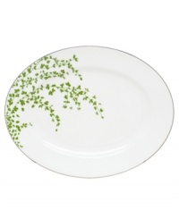 An instant classic from kate spade, this Gardner Street Green oval platter exudes contemporary elegance. Green stems of foliage flourish on fine white bone china, creating a stylized two-tone floral motif to freshen up your table. An instant classic from kate spade, this Gardner Street Green oval platter exudes contemporary elegance. Green stems of foliage flourish on fine white bone china, creating a stylized two-tone floral motif to freshen up your table.