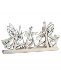 Rejoice and be merry with this Angels Centerpiece that brings a little bit of the true meaning of Christmas to your home. Rejoice and be merry with this Angels Centerpiece that brings a little bit of the true meaning of Christmas to your home.