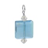 Sterling Silver Cute Aqua Square 14mm x 23mm Pendant Made with Swarovski Elements