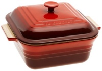 Le Creuset Stoneware 3-Quart Square Casserole with Lid, Cherry Le Creuset Stoneware 3-Quart Square Casserole with Lid, Cherry