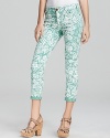 DIANE von FURSTENBERG and Current/Elliott's skinny jeans make the scene this spring, flaunting a fresh mint hue with a white floral print. The result: on-trend style in a must-have silhouette.