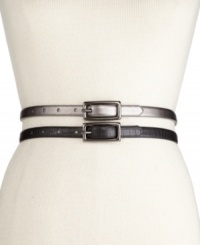 Go romantic or exotic, the choice is yours with this set of can't-live-without skinny belts by Style&co. Go romantic or exotic, the choice is yours with this set of can't-live-without skinny belts by Style&co.
