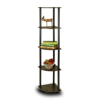 Furinno 99811EX/BK 5-Tier Corner Rack Display Shelf, Dark Espresso Furinno 99811EX/BK 5-Tier Corner Rack Display Shelf, Dark Espresso