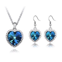 Contessa Bella Fancy Genuine 18k White Gold Plated Sparkling Bermuda Blue and Clear Swarovski Austrian Crystal Elements Beautiful Titanic Heart of the Ocean Framed Hearts Charm Pendant Women Necklace and Earrings Set Elegant Silver Color Crystal Fashion J Contessa Bella Fancy Genuine 18k White Gold Plated Sparkling Bermuda Blue and Clear Swarovski Austrian Crystal Elements Beautiful Titanic Heart of the Ocean Framed Hearts Charm Pendant Women Necklace and Earrings Set Elegant Silver Color Crystal Fashion J