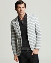 Shades of Grey by Micah Cohen Knit Stripe 2-Button Blazer