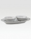 Whitewashed ceramic is finished with raised details.0.5 oz. capacityDishwasher safeMade in France
