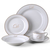 Gibson Heritage Monogram 20-Piece Dinnerware Collection, Letter D Gibson Heritage Monogram 20-Piece Dinnerware Collection, Letter D