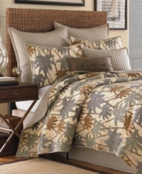 With its ribbed texture and warm color palette, this Drift Palm Ivory European sham adds an element of sophistication to your Caribbean-inspired bedding. With its ribbed texture and warm color palette, this Drift Palm Ivory European sham adds an element of sophistication to your Caribbean-inspired bedding.