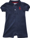 Ralph Lauren Layette Boy's Terry Shortall (9 Month, Boston Blue)