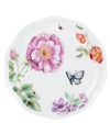 Grow your garden. Butterfly Meadow Bloom dessert plates from Lenox feature the sturdy, scalloped porcelain of original Butterfly Meadow dinnerware but with a variety of fresh floral motifs.