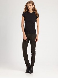 Offering a perfectly worn-in look, these skinny jeans also have a hint of stretch for a body-hugging fit. THE FITMedium rise, about 9Inseam, about 33THE DETAILSButton closureZip flyFive-pocket style98% cotton/2% elastaneMachine washMade in USA of imported fabric Model shown is 5'10 (177cm) wearing US size 4. Offering a perfectly worn-in look, these skinny jeans also have a hint of stretch for a body-hugging fit. THE FITMedium rise, about 9Inseam, about 33THE DETAILSButton closureZip flyFive-pocket style98% cotton/2% elastaneMachine washMade in USA of imported fabric Model shown is 5'10 (177cm) wearing US size 4.