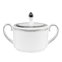 A beautiful collection for formal dining in white fine bone china with delicate platinum-hued rim accents. A beautiful collection for formal dining in white fine bone china with delicate platinum-hued rim accents.