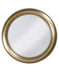 Give any room an otherworldly glow with the simply timeless Saturn wall mirror. A round frame in burnished silver with red highlights is edged in classic beading. Give any room an otherworldly glow with the simply timeless Saturn wall mirror. A round frame in burnished silver with red highlights is edged in classic beading.