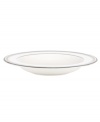 Dressed in soft grays and ribbons of platinum, the Palmetto Bay rim soup bowl by kate spade makes your table a destination for modern elegance.