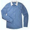 Vince Men's Contrast Collar Striped Shirt