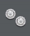 Style fit for a star. Wear this sparkling pair for any occasion, but be prepared to turn heads. Round-cut diamonds (1-1/2 ct. t.w.) shine amongst a halo of diamond accents. Crafted in 14k white gold. Approximate diameter: 8-2/10 mm.