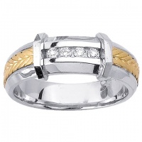 14K Two Tone Gold Hand Braid 4 Stone Diamond Wedding Band (0.12 Cttw, GH Color, SI Clarity) Ring Size-3.5 14K Two Tone Gold Hand Braid 4 Stone Diamond Wedding Band (0.12 Cttw, GH Color, SI Clarity) Ring Size-3.5