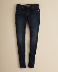 The skinny jean gets the vintage makeover. J Brand's dark vintage denim is rendered in a deep blue tint, with spare, naturalistic weathering details for a look that'll feel broken in from day one. The skinny jean gets the vintage makeover. J Brand's dark vintage denim is rendered in a deep blue tint, with spare, naturalistic weathering details for a look that'll feel broken in from day one.
