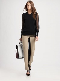 Contrasting back panels form a shadow-like effect on the back of these pleated silk pants. Tab closureZip flyBack besom pocketsRise, about 10Inseam, about 33SilkDry cleanImportedModel shown is 5'10 (177cm) wearing US size 2. Contrasting back panels form a shadow-like effect on the back of these pleated silk pants. Tab closureZip flyBack besom pocketsRise, about 10Inseam, about 33SilkDry cleanImportedModel shown is 5'10 (177cm) wearing US size 2.