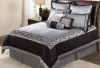 Hallmart Collectibles 49369 Rosenthal Black 10-Piece King Size Comforter Set