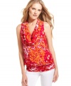A bright print makes a bold summer statement on this MICHAEL Michael Kors cowl-neck tank -- perfect over the season's white denim!