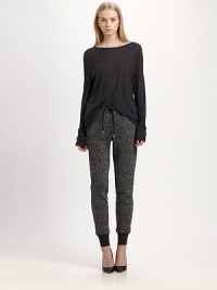 Introduce the innovative sleepwear trend into your wardrobe with these tweed sweatpants, finished with a comfortable drawstring waistband and banded cuffs. Drawstring waistbandBanded cuffsRise, about 10Inseam, about 30PolyesterHand washImportedModel shown is 5'10 (177cm) wearing US size Small. Introduce the innovative sleepwear trend into your wardrobe with these tweed sweatpants, finished with a comfortable drawstring waistband and banded cuffs. Drawstring waistbandBanded cuffsRise, about 10Inseam, about 30PolyesterHand washImportedModel shown is 5'10 (177cm) wearing US size Small.