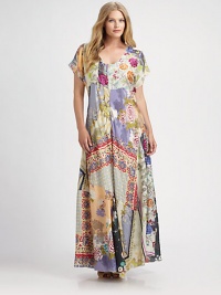 Inspired by classic American patchwork, an eye-catching silk dress with a feminine fit you'll adore.U-neckShort sleevesAllover printAbout 58 from shoulder to hemSilkHand washImported Inspired by classic American patchwork, an eye-catching silk dress with a feminine fit you'll adore.U-neckShort sleevesAllover printAbout 58 from shoulder to hemSilkHand washImported