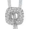 Ultimate Glamour: Designer Inspired Sterling Silver Rhodium Finish Tassel Style Triple Chain Cubic Zirconia Necklace