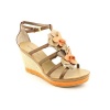 Bandolino Kishel Open Toe Wedge Sandals Shoes Brown Womens