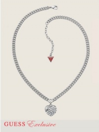 GUESS Crystal Heart Pendant, SILVER